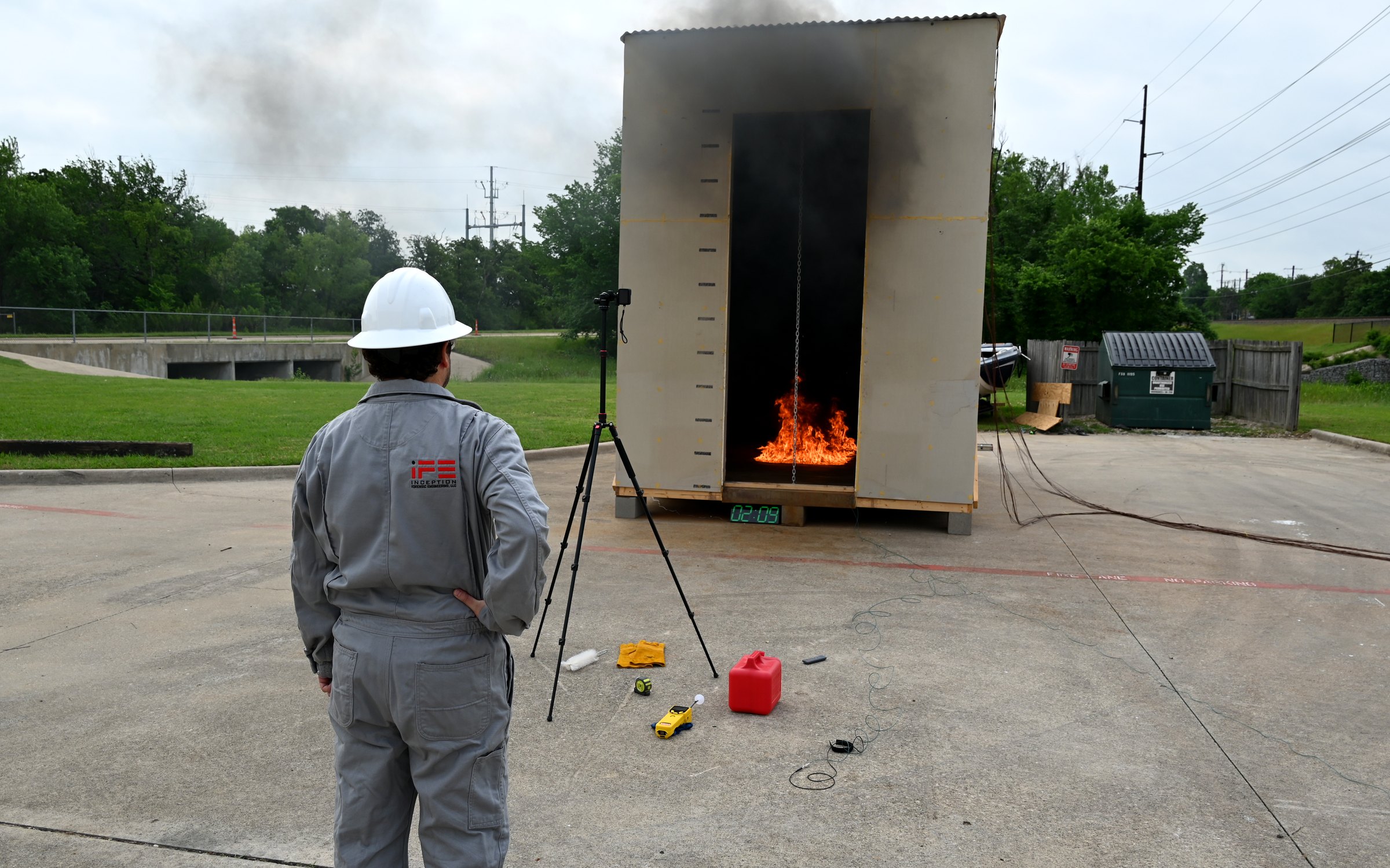 IFE engineer observing a controlled fire test